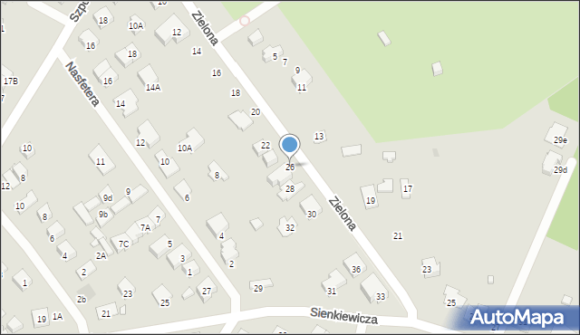 Kobyłka, Zielona, 26, mapa Kobyłka