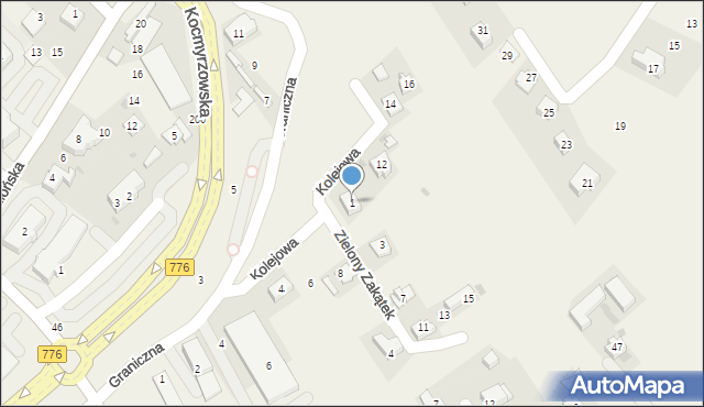 Kocmyrzów, Zielony Zakątek, 1, mapa Kocmyrzów