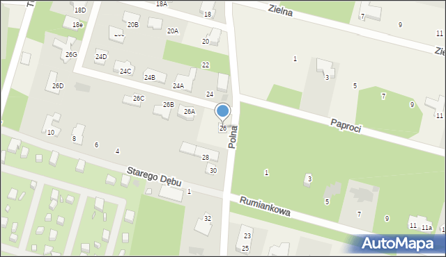 Komorów, Zielna, 26, mapa Komorów