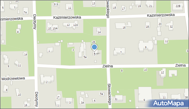 Konstancin-Jeziorna, Zielna, 5, mapa Konstancin-Jeziorna