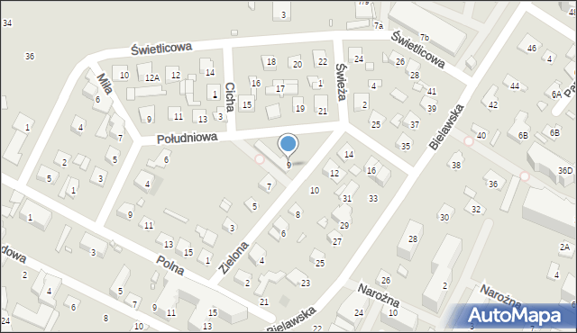 Konstancin-Jeziorna, Zielona, 9, mapa Konstancin-Jeziorna