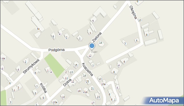 Kościelna Wieś, Zielona, 16, mapa Kościelna Wieś