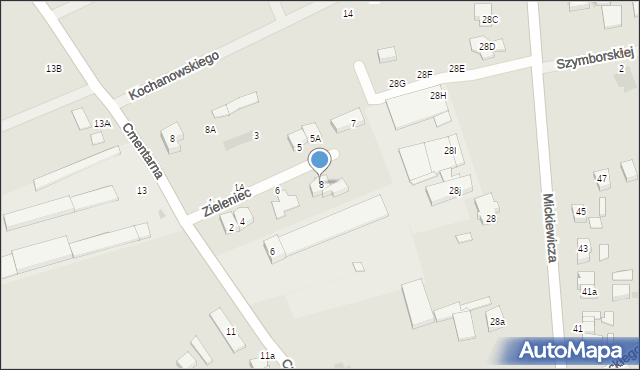 Kostrzyn, Zieleniec, 8, mapa Kostrzyn