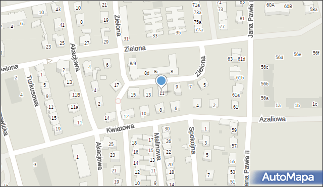 Kostrzyn nad Odrą, Zielona, 11, mapa Kostrzyn nad Odrą