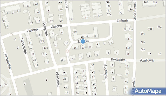 Kostrzyn nad Odrą, Zielona, 13, mapa Kostrzyn nad Odrą