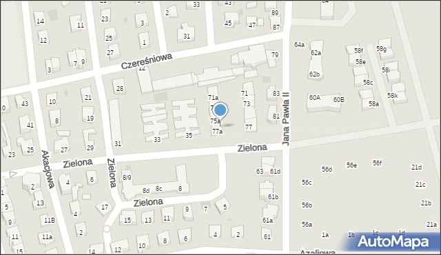 Kostrzyn nad Odrą, Zielona, 71a, mapa Kostrzyn nad Odrą