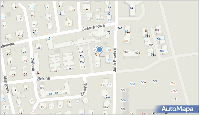 Kostrzyn nad Odrą, Zielona, 73, mapa Kostrzyn nad Odrą