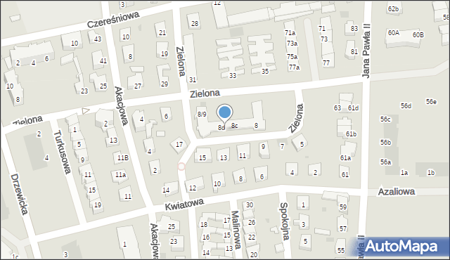 Kostrzyn nad Odrą, Zielona, 8/4, mapa Kostrzyn nad Odrą