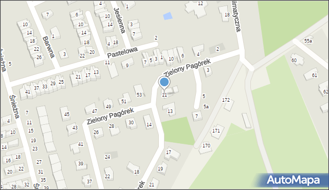 Koszalin, Zielony Pagórek, 11, mapa Koszalina