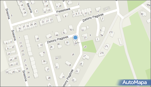 Koszalin, Zielony Pagórek, 14, mapa Koszalina