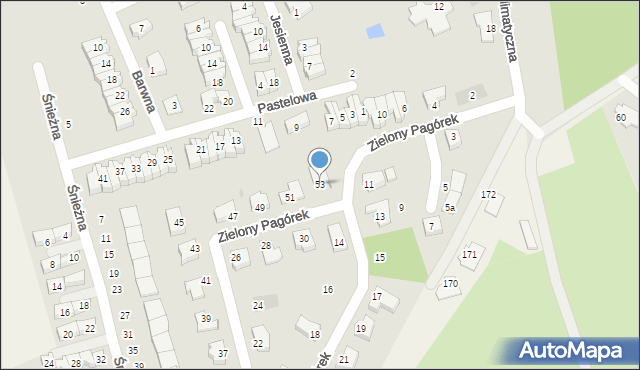 Koszalin, Zielony Pagórek, 53, mapa Koszalina