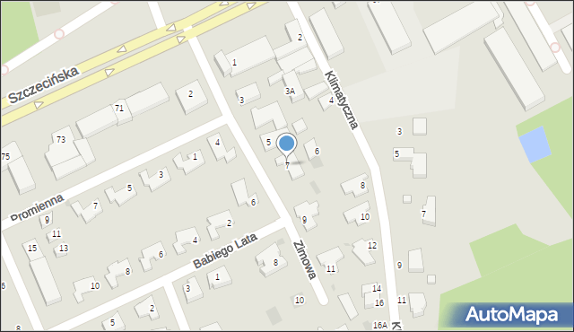 Koszalin, Zimowa, 7, mapa Koszalina