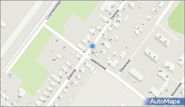 Koszalin, Zielona, 35, mapa Koszalina