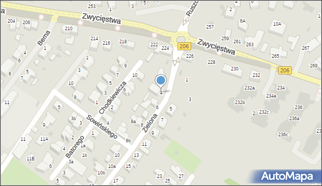 Koszalin, Zielona, 4, mapa Koszalina