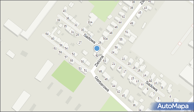 Koszalin, Zielona, 52, mapa Koszalina