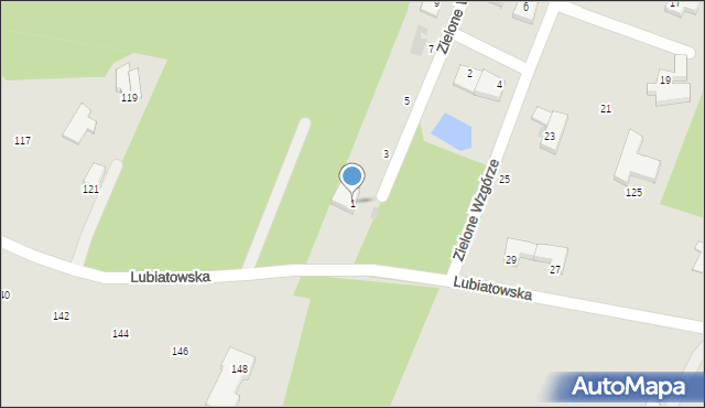 Koszalin, Zielone Wzgórze, 1, mapa Koszalina