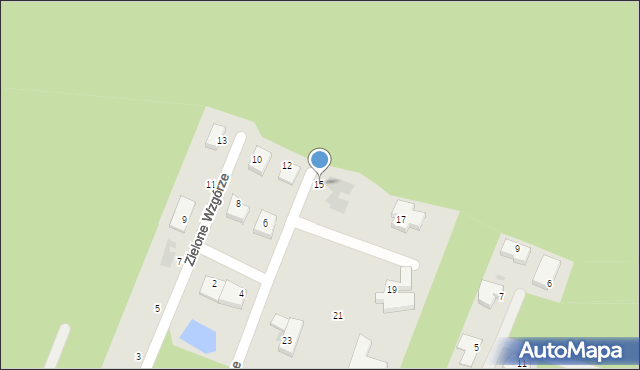 Koszalin, Zielone Wzgórze, 15, mapa Koszalina