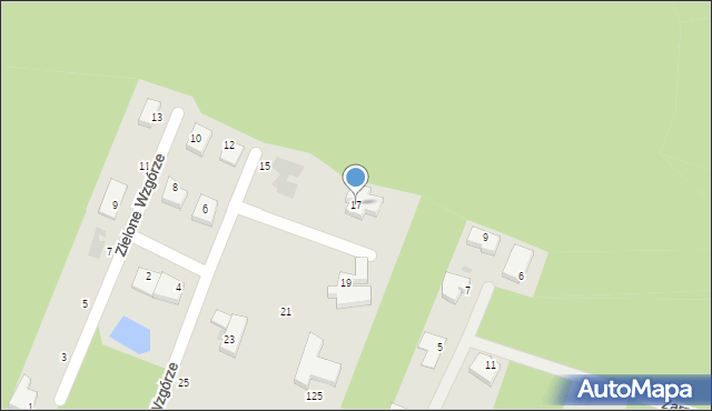 Koszalin, Zielone Wzgórze, 17, mapa Koszalina