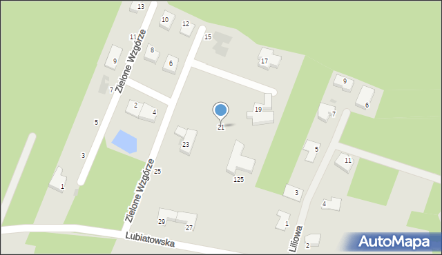 Koszalin, Zielone Wzgórze, 21, mapa Koszalina