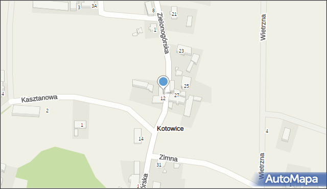 Kotowice, Zielonogórska, 12a, mapa Kotowice