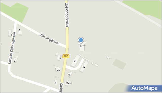 Kożuchów, Zielonogórska, 34, mapa Kożuchów