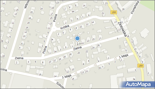 Krajenka, Zielna, 9, mapa Krajenka