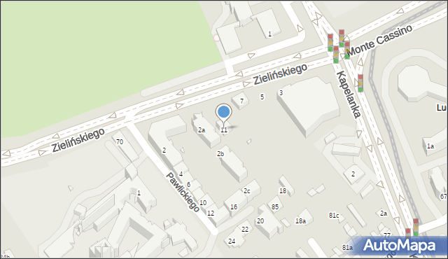 Kraków, Zielińskiego Bohdana, gen., 11, mapa Krakowa