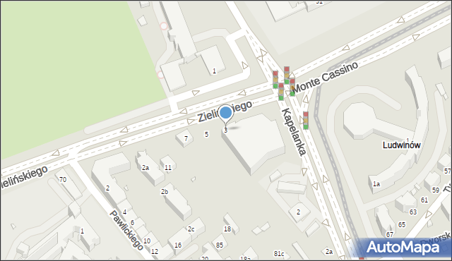 Kraków, Zielińskiego Bohdana, gen., 3, mapa Krakowa