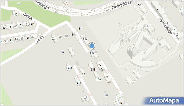 Kraków, Zielna, 84b, mapa Krakowa