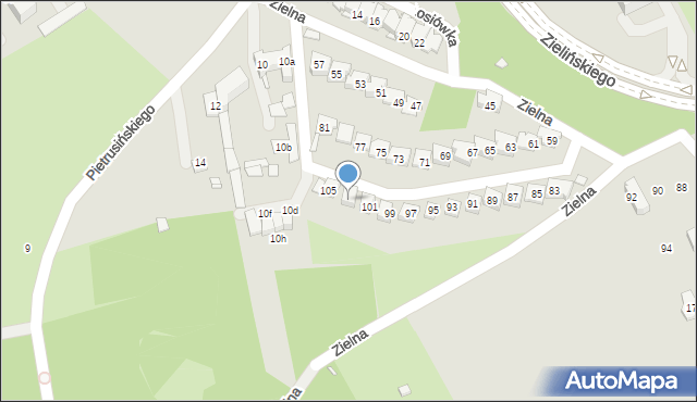 Kraków, Zielna, 103, mapa Krakowa