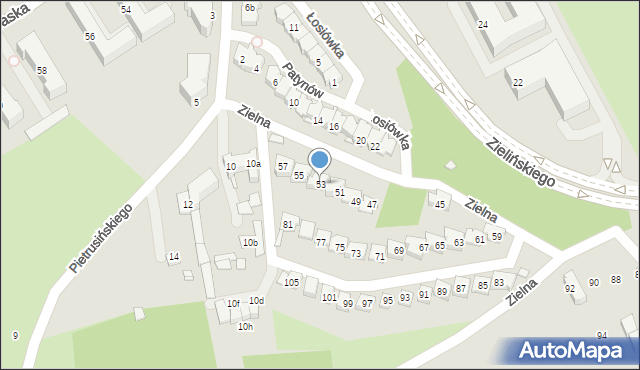 Kraków, Zielna, 53, mapa Krakowa