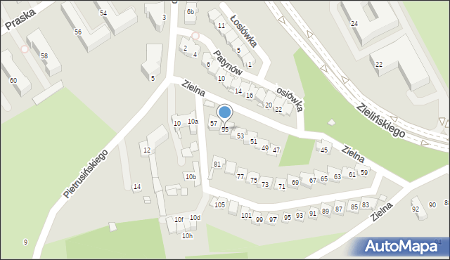 Kraków, Zielna, 55, mapa Krakowa