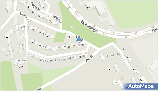 Kraków, Zielna, 61, mapa Krakowa