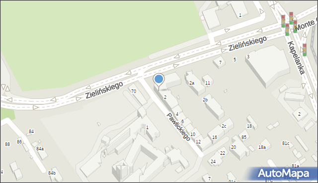 Kraków, Zielna, 68, mapa Krakowa