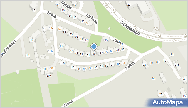 Kraków, Zielna, 69, mapa Krakowa