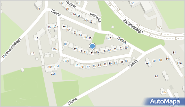 Kraków, Zielna, 71, mapa Krakowa