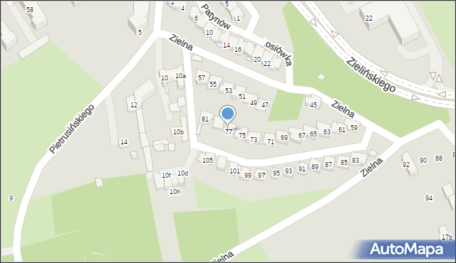 Kraków, Zielna, 77, mapa Krakowa