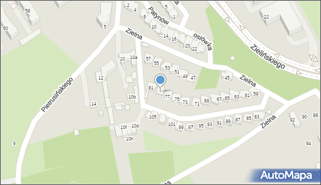 Kraków, Zielna, 79, mapa Krakowa