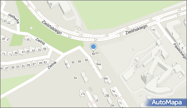 Kraków, Zielna, 84, mapa Krakowa