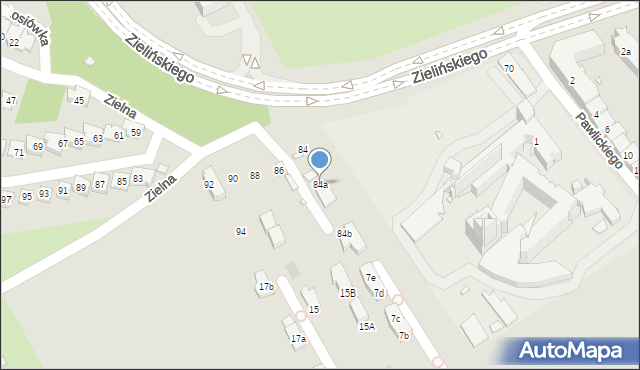 Kraków, Zielna, 84a, mapa Krakowa