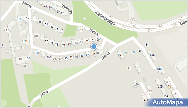 Kraków, Zielna, 85, mapa Krakowa