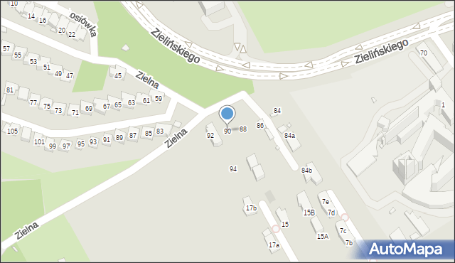 Kraków, Zielna, 90, mapa Krakowa