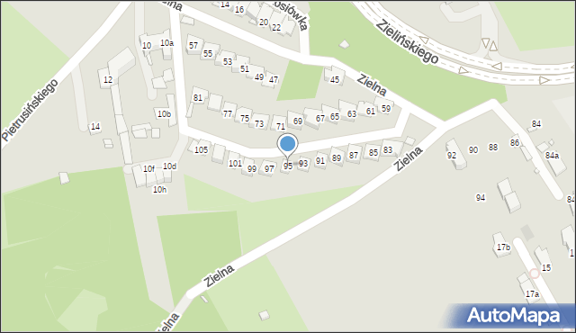 Kraków, Zielna, 95, mapa Krakowa