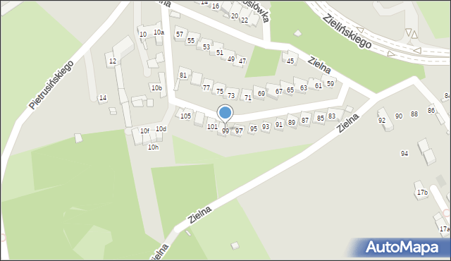 Kraków, Zielna, 99, mapa Krakowa