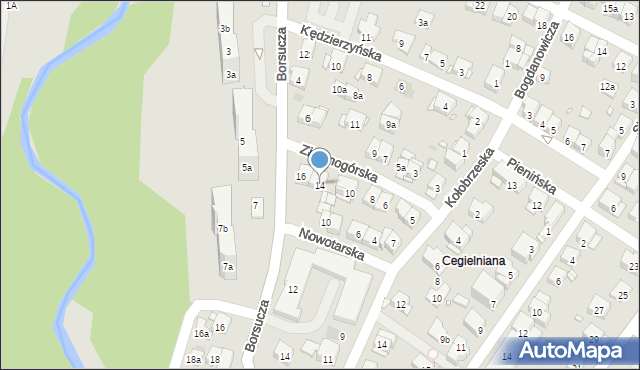 Kraków, Zielonogórska, 14, mapa Krakowa