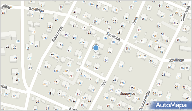 Kraków, Zina Wiktora, prof., 24a, mapa Krakowa