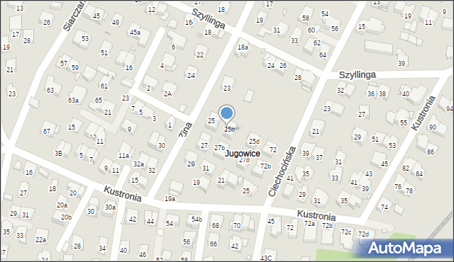 Kraków, Zina Wiktora, prof., 25c, mapa Krakowa