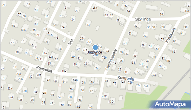 Kraków, Zina Wiktora, prof., 27d, mapa Krakowa