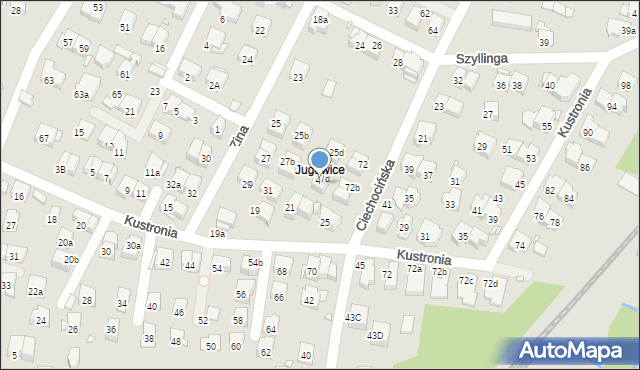 Kraków, Zina Wiktora, prof., 27e, mapa Krakowa
