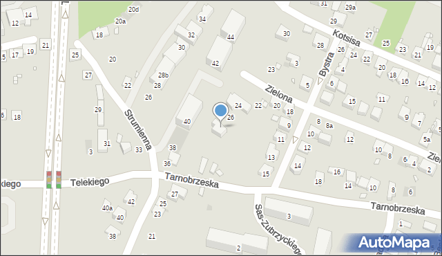 Kraków, Zielona, 28, mapa Krakowa